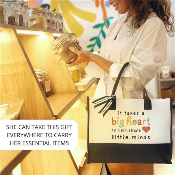 Women Tote Shoulder Gift Bag for Teachers Back to School Appreciation Bags - Picture 4 of 6